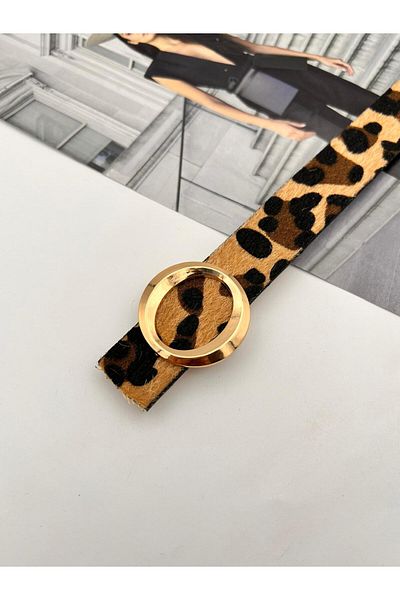 MODAM HİFA Γυναικεία ζώνη Leopard Gold Buckle Ζώνη παντελονιού Ζώνη φόρεμα Ζώνη πουκάμισο Ζώνη παλτό