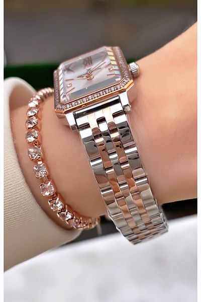 Daniel Klein Brand Rose Silver Color Women's Wristwatch - Bracelet Gift