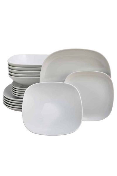 Cesiro 18-piece plate set, for 6 people, Ice, Cesiro, Porcelain, White