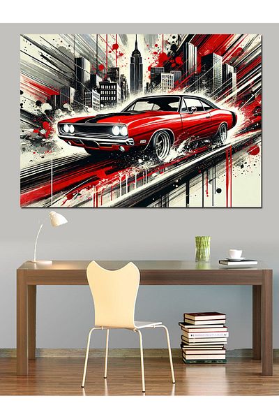 Tablomega Fast Red Sports Car Διακοσμητικός Καμβάς - Ξύλινος Πίνακας MDF