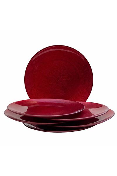 Cesiro Set of 6 dessert plates Red Glass, 21 cm