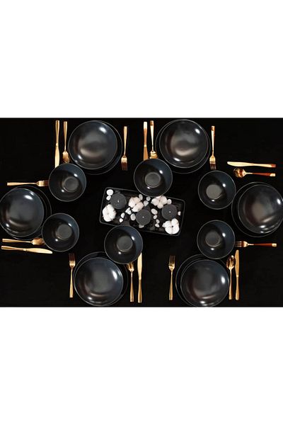Cesiro 24-piece plate set, for 6 people, Anthracite, Cesiro, Matt Grey