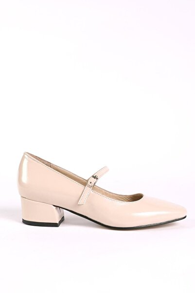 Hayati Arman Women's Genuine Leather Upper Strappy Heeled Shoes Bone Patent Leather