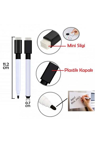 Enine Boyuna Eğitim Yaz Si̇l Pen Set - Blackboard Pen (6 Pieces)
