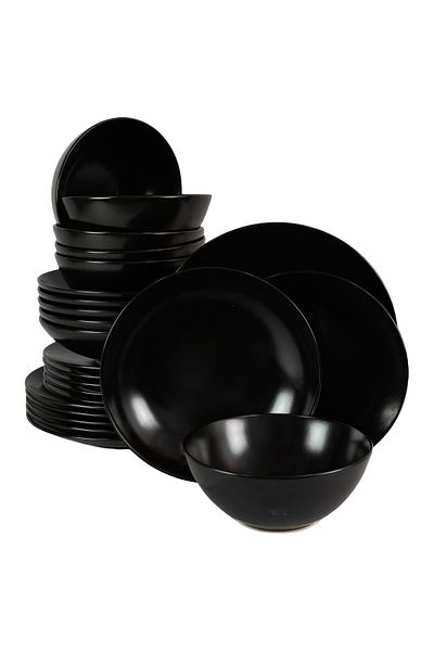 Cesiro 24-piece plate set, for 6 people, Abyss, Cesiro, Matte Black