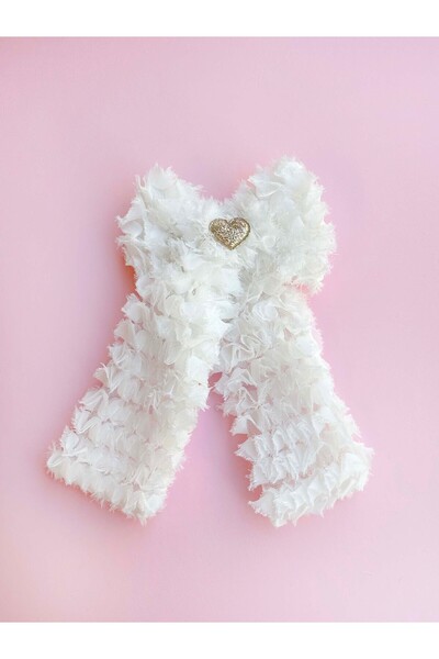 chipiques Beyaz Fırfırlı Tül Balerin Fiyonk Klips - Büyük Boy