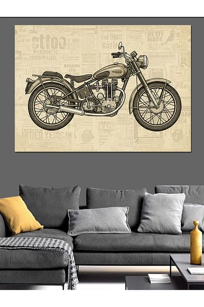Tablomega Vintage Διακοσμητικός Καμβάς Μοτοσικλέτας - Ξύλινος Πίνακας MDF