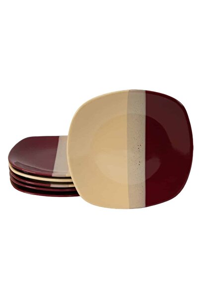 Cesiro Set 6 farfurii desert Crem/Visiniu, 20 cm