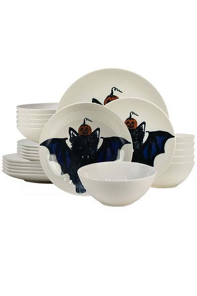 Cesiro 24-piece plate set, for 6 people, BatKitty, Cesiro, Ivoire with the Cat