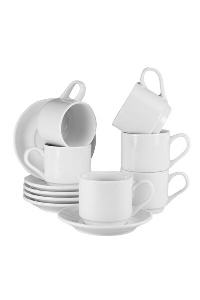 Cesiro Set 6 cesti cu farfurie Alb Lucios 110 ml