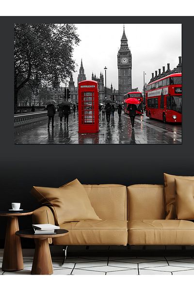 Tablomega London And Red Telephone Clubs Canvas Decorativ - MDF Lemn