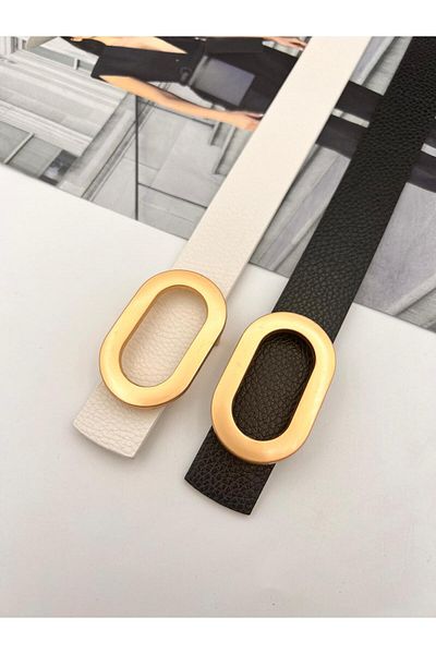 MODAM HİFA Oval Buckle Gold Hemzemin - Curea și centură pentru rochie pentru femei