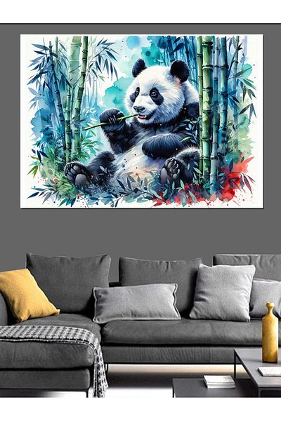 Tablomega Panda în Pădurea Bambusului Pânză Decorativă - Lemn MDF