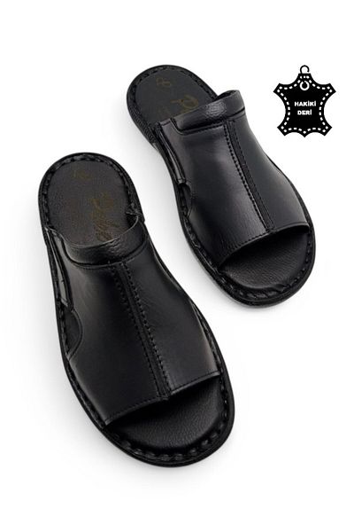 MAGIC SHOES Orthopedic Men's Slippers with All Genuine Leather and Heel Cushion System