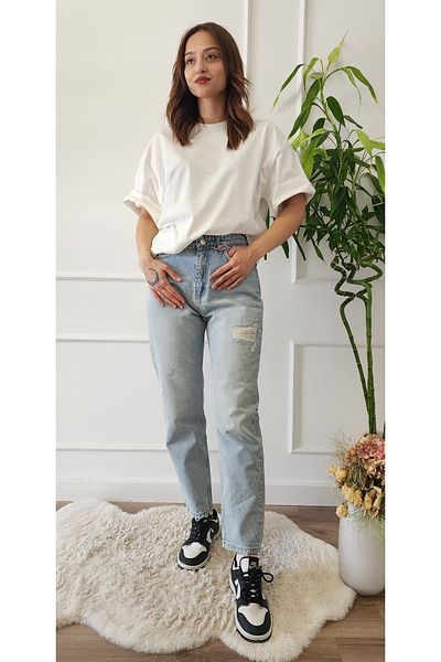 My Boutique Pantaloni din denim cu detaliu rupt