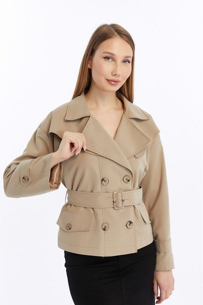 Jamila Double Collar Short Women's Trench Coat