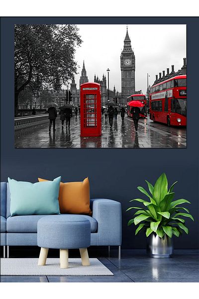 Tablomega London And Red Telephone Clubs Canvas Decorativ - MDF Lemn