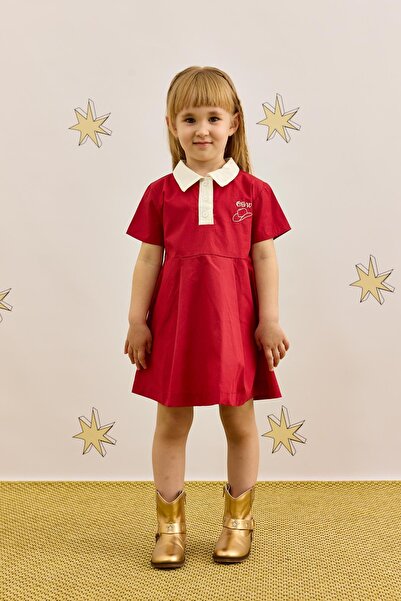 Fahhar Kids Polo Yaka Elbise Kırmızı