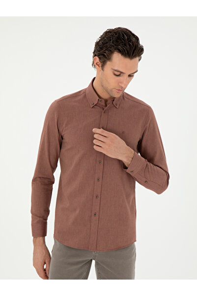 Cacharel Kiremit Slim Fit Uzun Kollu Gömlek 50291698-VR031