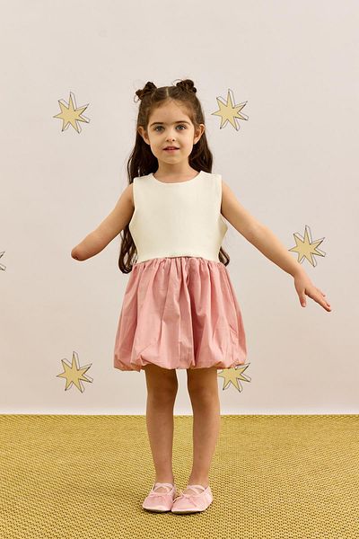Fahhar Kids Pink Sleeveless Balloon Dress