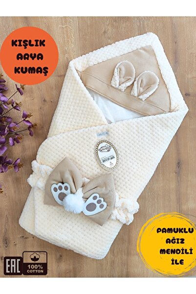Tomuycuk Ecru Girl Boy Baby Blanket Winter 100% Cotton Outer Swaddle Newborn Hospital Outlet Cover