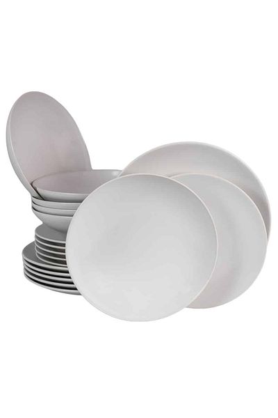 Cesiro 18-piece plate set, for 6 people, Snow, Cesiro, Matt White