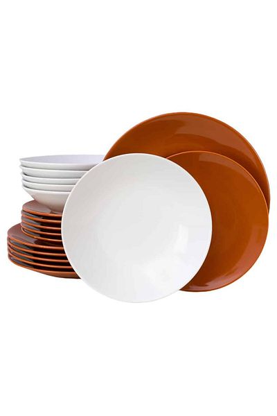 Cesiro 18-piece plate set, for 6 people, Wall, Cesiro, White/Brick