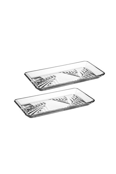 Paşabahçe Set of 2 clear glass serving plates, made in Turkey