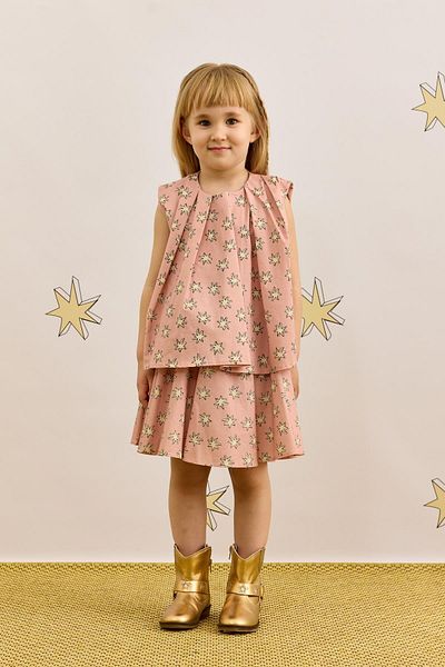 Fahhar Kids Top Pleated, Pink Star