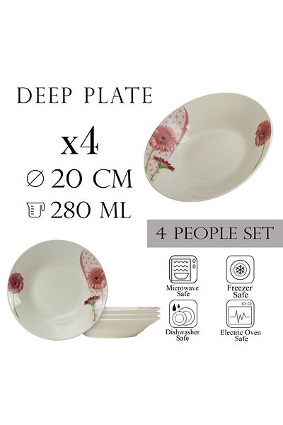 Cesiro Ivoire and Daisy: Dinner Set 4 deep plates, 20 cm x 280 ml