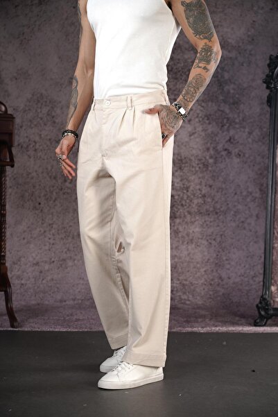 king brich Πλισέ τσέπη Φαρδύ παντελόνι Gabardine