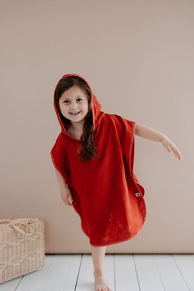 TBA COLLECTION Red Muslin Poncho