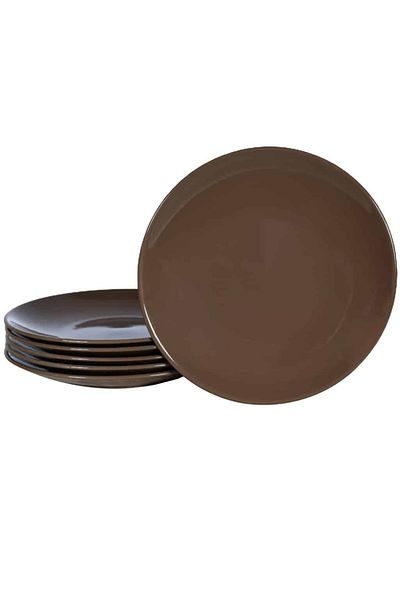Cesiro Set of 6 wide plates Chocolate Brown, 26 cm