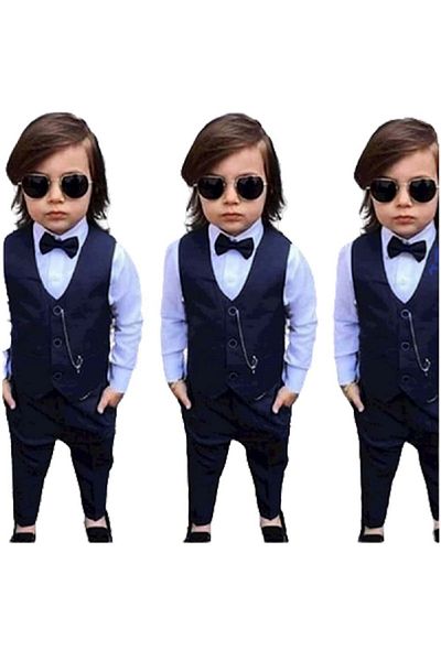 By Terry Navy Blue Vest Boy Suit Navy Blue