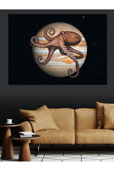 Tablomega Pânză decorativă cu desen de caracatiță cu tematică Galaxy - MDF Lemn