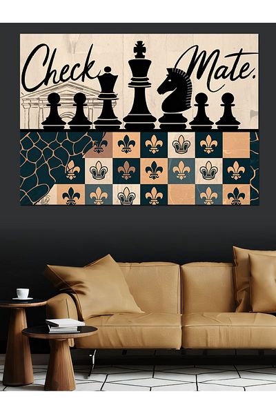 Tablomega Checkmate Chess Strategy Διακοσμητικός καμβάς - Ξύλινος πίνακας MDF
