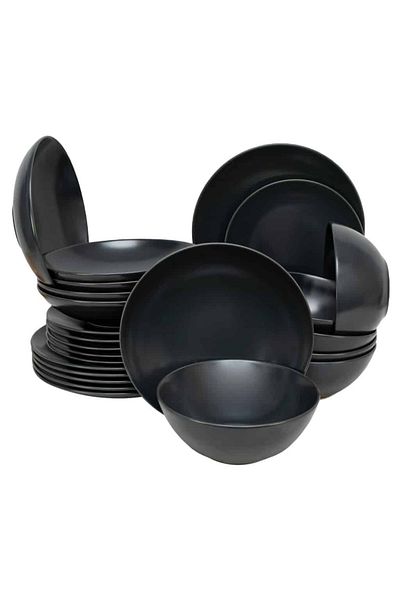 Cesiro 24-piece plate set, for 6 people, Anthracite, Cesiro, Matt Grey
