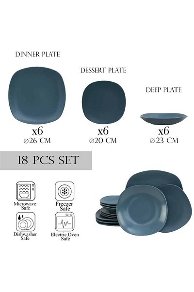 Cesiro 18-piece plate set, for 6 people, Ice Gray, Cesiro, Matt Gray
