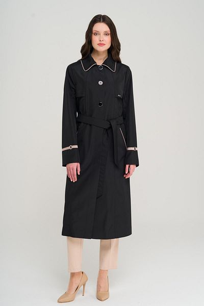 Olcay Oversized Trench Coat - Black 4301: Shoulder Collar Piping and Cape