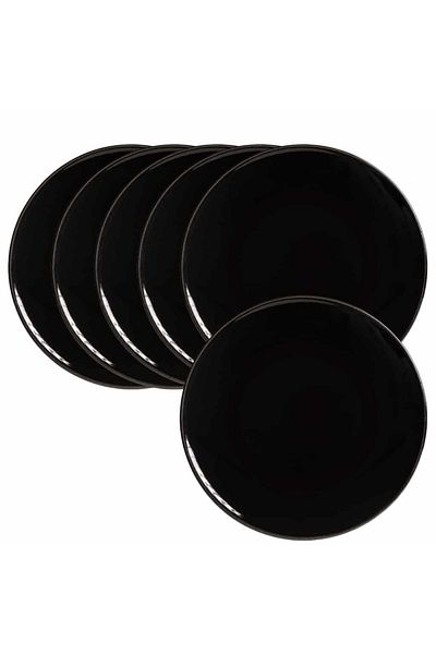 Cesiro Set of 6 black dessert plates, 20 cm