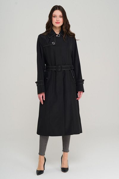 Olcay Shirt Collar Stitching Detailed Large Size Trench Coat Black 4300