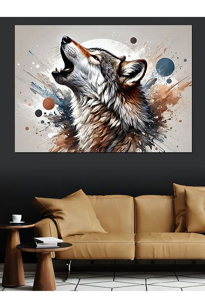 Tablomega Wolf And Brush Strokes Διακοσμητικός Καμβάς - Ξύλινος Πίνακας MDF