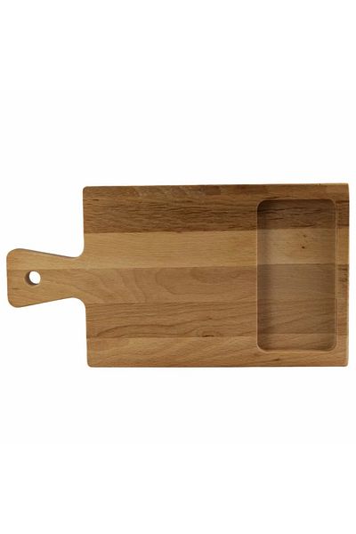 Cesiro Tocator lemn cu maner 350x185x20 mm, Maro natur
