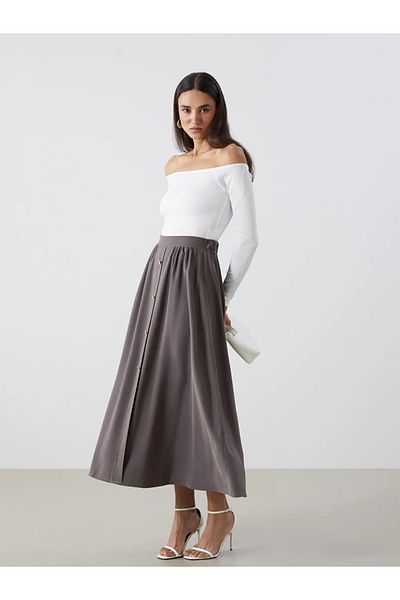 LC Waikiki Lcwaikiki Classic Brown Women's Elastic Waist Skirt
