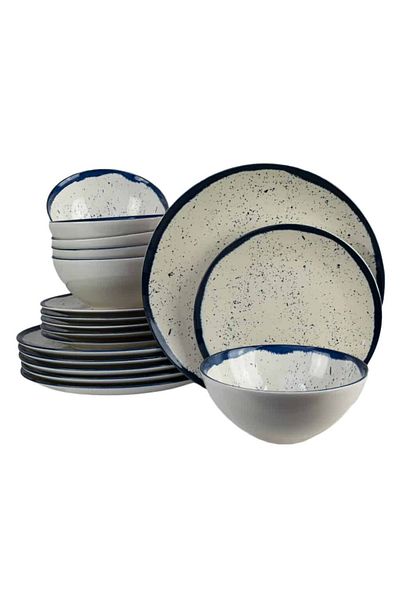 Cesiro 18-piece plate set, for 6 people, Anchor, Cesiro, Ivory White/Blue