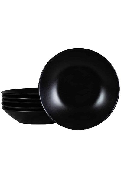 Cesiro Set of 6 deep plates, 21 cm, Matte Black