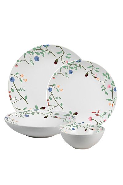 Cesiro 20-piece plate set, 5 people - Insieme Fiori Eleganti - Italian Porcelain Dinnerware Set