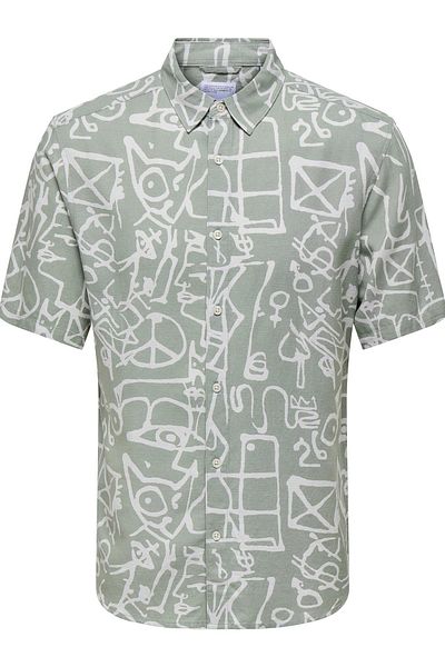 Only & Sons ΜΠΛΟΥΖΑ ONSBUD LIFE SS SLIM AOP VISC/LIN