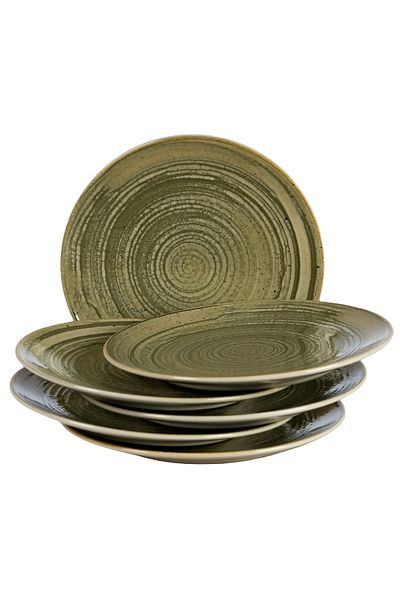 Cesiro Set of 6 wide plates, 26 cm, Sand, Cesiro, Ivory White and Greenish-gray