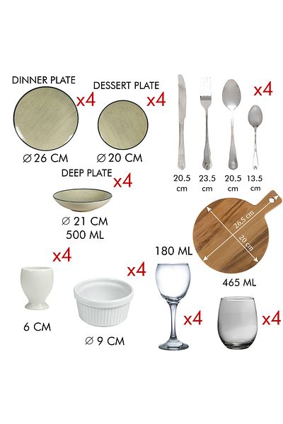 Cesiro Create Culinary Memories with the 45-Piece Complete Set, Ivory White with Light Green